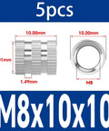 M8 Stainless Steel Knurled Insert Nuts With Through Hole Heat Set Embedding For Injection Molding Beefed-Up 304 Stainless Steel