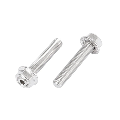 Heavy Duty Stainless Steel Exhaust Manifold Bolts And Studs Hardware Kit For Ford 4.6 Liter And 5.4 Liter V8 Engines Featuring 16 Rig Ready Pieces Built Tough For The Daily Grind, showing two stainless steel bolts.