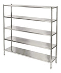 Five Tier Stainless Steel Shelving Rack With Heavy Duty Adjustable Storage Shelves, five sturdy shelves for garage organization.