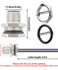 Diagram of M12 4 Pin A Coded Male Aviation Connector Cable 0.7 Ft Waterproof Industrial Bulkhead Panel Mount with dimensions.