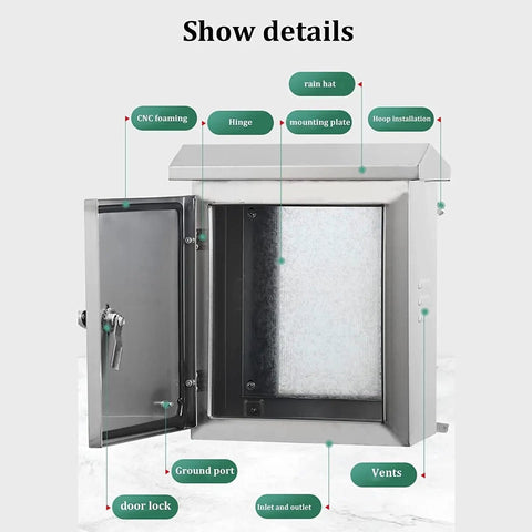 IP67 Waterproof Stainless Steel Junction Box Wall Mounted Electrical Enclosure With Mounting Plate For Outdoor And Indoor Use Durable Weatherproof Metal Box With Reinforced Lock And Hinged Door open view