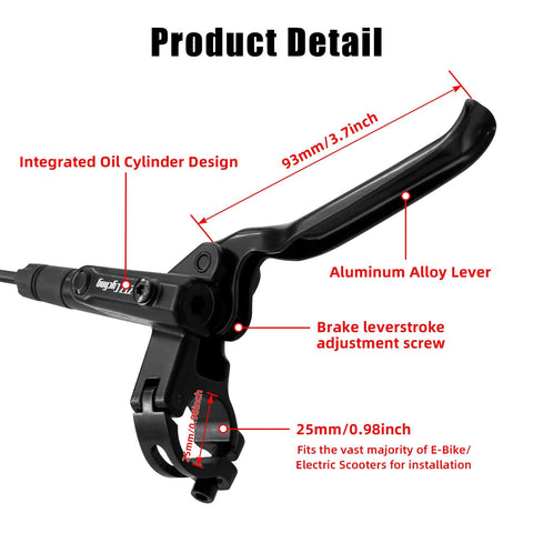 ZTZ MTB hydraulic disc brake lever kit, front-left view showing integrated oil cylinder and aluminum alloy lever.