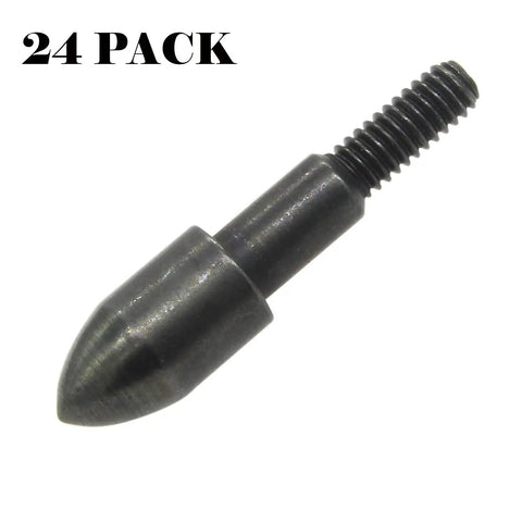 24 Pack Archery Bullet Field Points For Practice 100 Grain Screw In Tips displayed with focus on steel construction