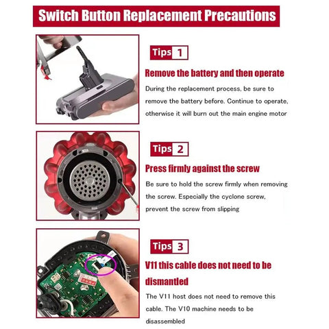 Beefed Up Trigger Power Switch Button Replacement For Dyson V11 And V10 Vacuum Cleaners Upgraded Bearing For Easy Press And No Fuss, Long Lasting Reliability, Quick Install, Ready To Roll