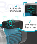 1.2 HP Smart Control Booster Jet Pump For Home, Garden, And Farm Irrigation, 1200 GPH At 115V with automatic start/stop feature