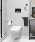Bathroom with 3 Piece Stainless Steel Bathroom Hardware Set Rustproof SUS 304 Wall Mount Toilet Paper Holder, Towel Bar, and Robe Hook.