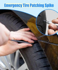 All-In-One Tire Repair Nails Kit For Cars, Motorcycles, And Trucks With 2 Sizes, DIY Friendly Plug Kit In Use On Car Tire