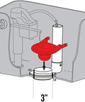 Diagram of 3-Inch Flushline Replacement Flapper for G Max Toilets THU092-2 THU138S THU175S 2021BP with stainless steel chain.