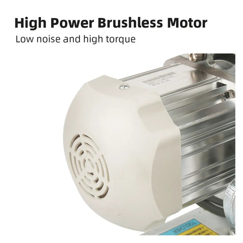 High power brushless motor of Rugged All Steel Belt Sander And Rock Polisher Gen Two Build, showcasing low noise and high torque.