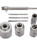 Heavy Duty Generic Concrete Hole Saw Kit With Tungsten Steel Blades For Drilling Big Holes In Brick Cement Stone And Wall Installations Efficiently, set with 65mm 50mm 40mm cores
