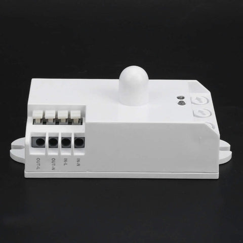 Smart Microwave Motion Sensor Switch 5.8GHz TDL1913, white PVC, through-walls detection, wall mount, side view