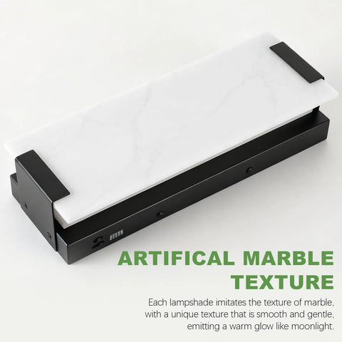 Tipace Hardwired Modern Black LED Wall Sconce Indoor Wall Light Fixture with smooth artificial marble texture.