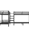 Twin L Shaped Metal Bunk Bed With Storage Shelves And Safety Guardrail Space Saving Black Finish Kid Friendly Space Saver