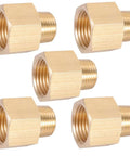 Pack of five brass NPT hex bushing adapter for pipe conversion