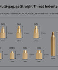 Multi-gauge straight thread indenter with various brass tips for Pro Grade Upgraded Soldering Iron Adapter Kit For 3D Printers TS100 TS101 USB Brass Heat Set Threaded Insert Tips M2 To M8 Replaceable Solder Station Part For PLA PETG ABS Filament And Printed Components.
