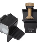 Dead On Accurate 7 Degree Dovetail Magnetic Saw Guide For Hand Woodworking Birdtail Joints Built Like A Tank Aluminum Alloy Build Precision Craft Jig, close-up view of adjustable aluminum guide.