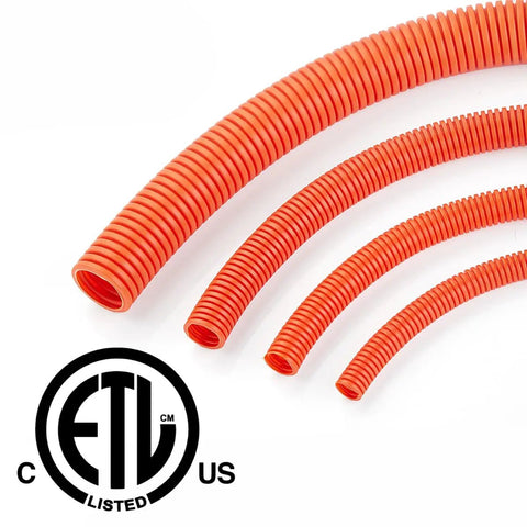 Rig Work Approved One Inch Orange Flexible Electrical Ent Conduit Dead Solid Non Metal Wire Sheath Heavy Duty Build close-up view