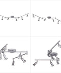 Payton 6 Light Foldable Track Lighting in Matte Silver with pivoting heads shown from multiple angles, minimalist modern fixture.