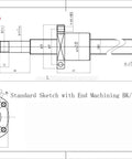 Pro Grade CNC Ball Screw Kit SFU2010 2000mm Long 20mm Diameter With Ball Nut, Ball Nut Housing, End Supports BK BF15 And Coupler For Ultra Smooth, Low Noise High Precision Machining technical drawing