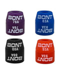 Replacement Top Cone Cushions And Bottom Barrel Cushions 8 Piece Set For Quad Roller Skate Derby Plates Made In USA Purple 78A Blue 83A Black 88A Red 93A For Dope Skaters displayed with hardness labels.