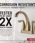 Arvo Centerset Bathroom Faucet Champagne Bronze 2 Handle 3 Hole Sink Faucet For Modern Bathrooms Easy DIY Installation 25840LF CZ