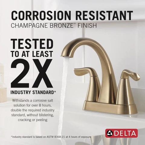Arvo Centerset Bathroom Faucet Champagne Bronze 2 Handle 3 Hole Sink Faucet For Modern Bathrooms Easy DIY Installation 25840LF CZ