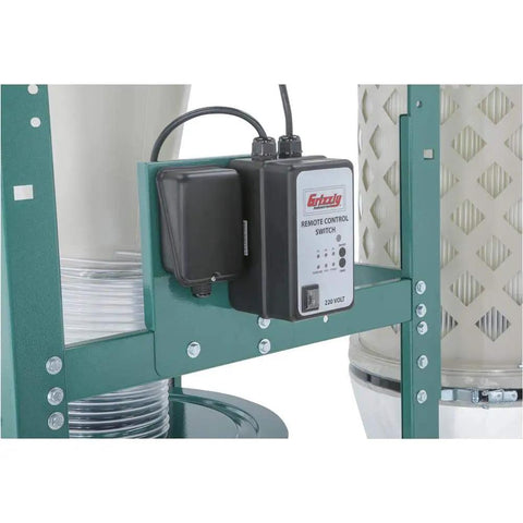 Heavy Duty Three Horsepower Cyclone Dust Collector Workhorse electronics showing remote control switch and connections.