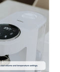 Zero Drama Instant Boiling Water Dispenser And Rapid Chill Formula Preparation Machine close-up of control panel with settings displayed.