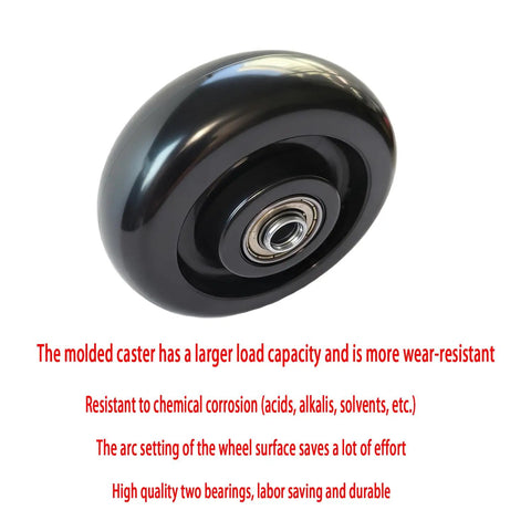 4 Inch Universal Caster Set Of 4 Heavy Duty Locking Wheels with 1600 lb capacity, close-up of single molded caster wheel