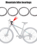 Image of 4 Pack Bike Headset Caged Ball Bearings for 29mm Inner Diameter Frames with bicycle diagram for front forks and rear pearl retainers.