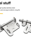 Rock Solid Heavy Duty Sliding Bolt Gate Latch With Padlock Hole For Secure Shed Barn Fence Doors Left Or Right Swinging Steel Hardware close-up of stainless steel latch