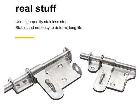 Rock Solid Heavy Duty Sliding Bolt Gate Latch With Padlock Hole For Secure Shed Barn Fence Doors Left Or Right Swinging Steel Hardware close-up of stainless steel latch