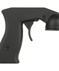 Black spray grip handle for an even, pro-grade spray finish, reduces finger fatigue and mess, fits most spray cans.