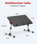 Adjustable Laptop Desk Table With Foldable Legs Portable Lap Desk For Sofa Bed Or Floor Five Height Settings From 9.4 To 12.6 Inches