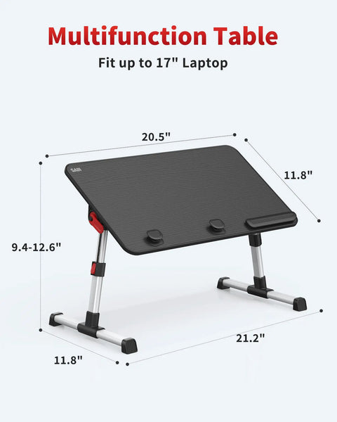 Adjustable Laptop Desk Table With Foldable Legs Portable Lap Desk For Sofa Bed Or Floor Five Height Settings From 9.4 To 12.6 Inches