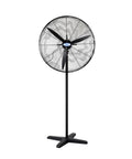 Heavy Duty Industrial Floor Fan With Oscillating Head And Three Speed Settings, 650mm, black standing fan for garage and warehouse cooling.