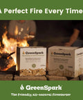 Natural All Weather Fire Starters For Grill, Fire Pit, Campfire And Pizza Oven boxes near fire, eco-friendly packaging