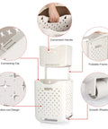 Collapsible Wall Hanging Laundry Baskets Space Saver Duo Set With Hidden Pull Rod, details of design features and handles