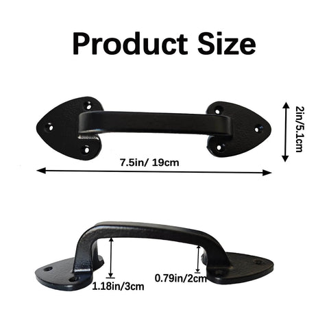 Heavy Duty Barn Door Handles 7.5 Inch Cast Iron Gate Pulls For Outdoor Gates Sheds And Sliding Barn Doors In Black Matte Finish