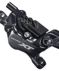 XT Hydraulic Disc Brake Set With Four Piston Calipers, black aluminum caliper, side view