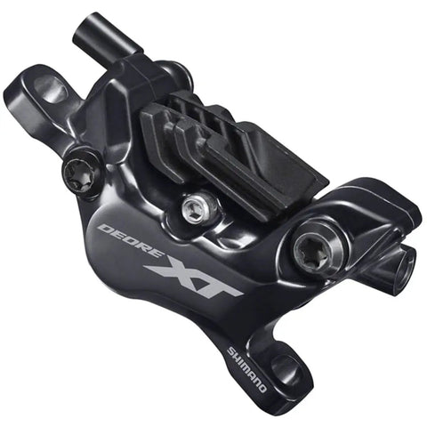 XT Hydraulic Disc Brake Set With Four Piston Calipers, black aluminum caliper, side view