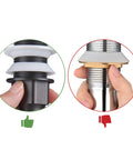 Comparison of pop-up drain components for Sleek Porcelain Vessel Sink 26x15 Inches Above Counter Rectangle With Pop Up Drain Set
