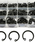 Internal Circlip Snap Retaining Ring Set 8 To 24 Mm Carbon Steel Kit for Automotive and Industrial Use displayed in organizer
