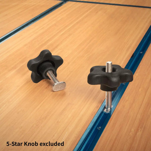 Quarter Inch 20 T Track Bolts Kit For T Track And T Slot Jigs One And A Half Inch Long Tee Bolts on wooden surface