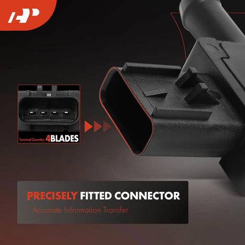 Diesel Particulate Filter Pressure Sensor For Ram Trucks 2019 To 2023 6.7L Cummins OEM Grade 2500 3500 4500 5500 Dps122 68312096AA 68312096AB Black 4 Pin Blade Connector close-up
