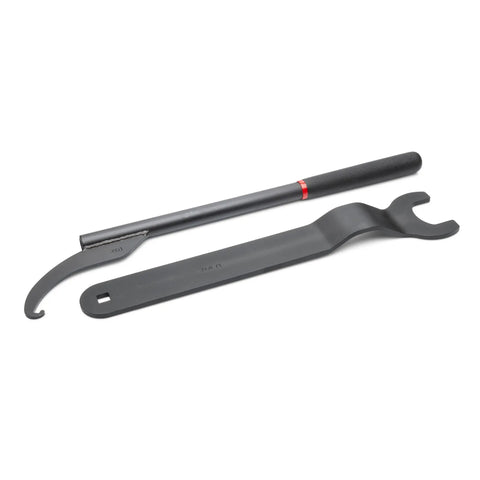 2 Piece Fan Clutch Pulley Holder Set For 6.0L Ford Powerstroke Diesel Grips, tools laid flat against white background.
