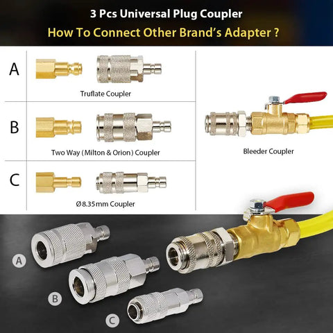 Hydraulic Brake And Clutch Pressure Bleeding System 3L Kit With Three Types Of Couplers For Easy Car Brake Bleeding