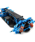 Carbon Fiber and Metal RC Chassis Frame for TT02 1/10 Scale, Sick Upgrade Kit with blue metal and orange coil spring shocks