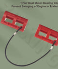 4 Inch Steer Stop Outboard Hydraulic Steering Lock for Outboard Motor Trailering and Transport Red Clips