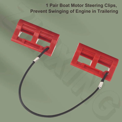 4 Inch Steer Stop Outboard Hydraulic Steering Lock for Outboard Motor Trailering and Transport Red Clips